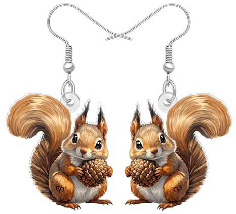 DOWAY Cute Eichhörnchen Ohrringe Acryl Charms, Lustige Schmuck Seltsame Chrismtas Baumeln Ohrringe Dumm Squirrel Geschenke für Frauen Mädchen Natur Tiere Liebhaber