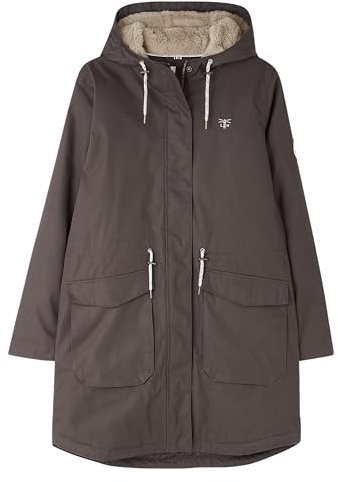 LightHouse Women's Isobel Hooded Waterproof Coat - Ladies Breathable, Windproof, 3/4 Length Jacket with Insulated Padding and Faux Fur Lined Hood - Cocoa - 16