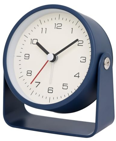 Bosiyrggrl Small Metal Alarm Clock Quiet Desk Clock for Students for Room Desk Decoration B