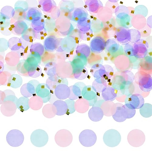Yatrosynth 1cm Konfetti Rund, ca. 6000 Stück Glitzer Konfetti Bunt, Mehrfarbig Runde Streudeko Tischdeko, für Luftballons, Geschenkbox, für Geburtstag Hochzeit Party Dekoration(50g) - Lila Rosa
