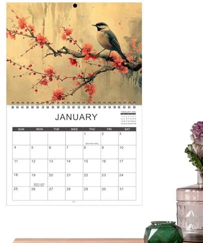 Quadratischer Wandkalender 2026: Papier, Monatsplaner mit Art- -Illustrationen, Saison | bunter dekorativer Wandkalender für Zuhause, Büro, Klassenzimmer, eleganter Druck