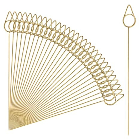 QUARKZMAN 30 Stk Blumenkartenhalter Picks 15 cm Regentropfen Metall Basteldraht Clips Bilderhalter Tischnummernhalter Picks Für Hochzeit Fotos Notizen Restaurant Gold