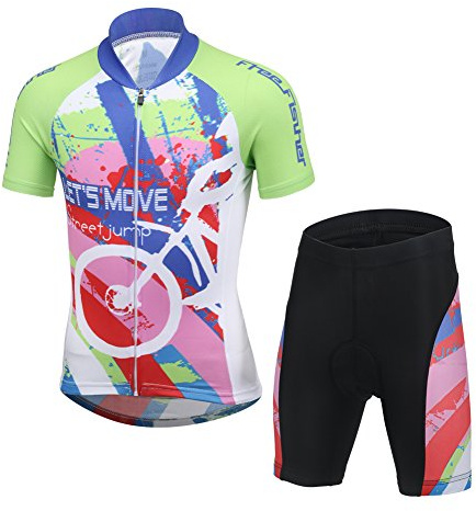 LSERVER Ensemble de Maillot de Cyclisme pour Enfant Gacon Fille, Coloré, L (Convient à 9-10 Ans)