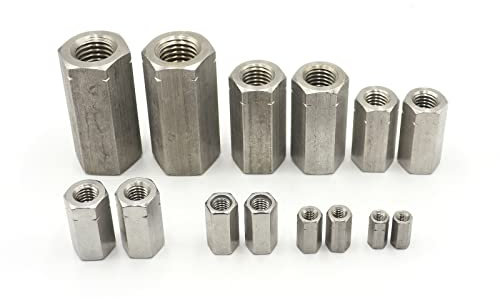 5 Stück M12 Langmuttern Gewindemuffen Edelstahl A2 V2A DIN 6334 Außensechskant