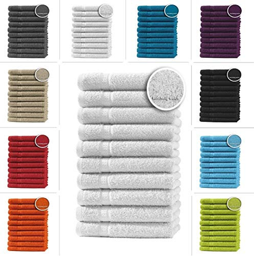 one-home 10er Set Gästetücher Handtücher Duschtücher Badetücher Frottee 100% Baumwolle, Präzise Farbe:Weiß, Produktart:Gästetücher 30x50 cm