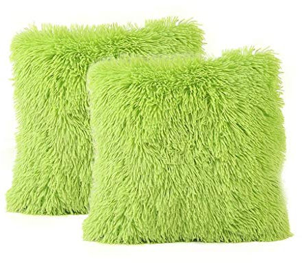 FeiliandaJJ 2er Set Dekorativ Kissenbezug 40x40cm,Einfarbig Plüsch Weich Kopfkissenbezug Kissenhülle,Sofakissenbezüge Pillowcase 16x16 für Couch Wohnzimmer Sofa Bed Auto (Grün)