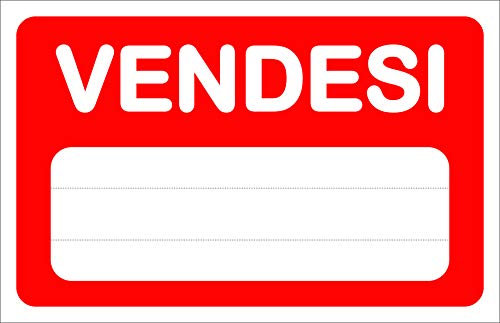 CARTELLO SEGNALETICO - VENDESI - Con Adesivo in Vinile e Pannello in Forex (ADESIVO + PANNELLO, 20 X 31)