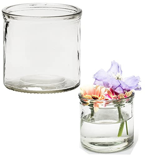 12 x Windlichter in klassischer Zylinderform H 8 cm - Ø 8 cm - Runde Kerzengläser- Gläser für Kerzen Giessen - Zylinderglas Teelichthalter Kerzengläser Glaszylinder Pflanzglas Kerzenglas 8 x 8 cm