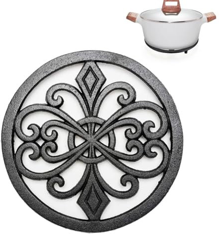 Round Cast Iron Trivet,Table Decorative Pot Holder,Trivet Mats Metal Trivets for Serving Hot Dish,Pot,Kitchen or Dinning Table Decorations