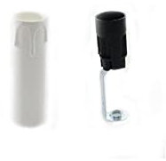 Kerzenfassung E14 kleine Fassung komplett mit Gewinde 6,5 cm - 8,5 cm - 10 cm weiß elfenbein antik (6,5 cm, weiß)