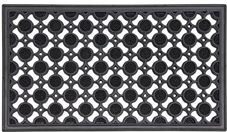 LSC Rubber Door Mat Non Slip Heavy Duty Welcome Doormats For Indoor & Outdoor Super Absorbent Dirt Scraper Outdoor Mat for Entrance Circle Design (Pack of 1, 40 x 70 cm)