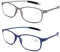 DOOViC 2 Stücke Blaulichtfilter Lesebrille 3,5 Flexible Bügel Leicht Computerbrille Brille mit Stärke für Damen/Herren (Blau+Grau)