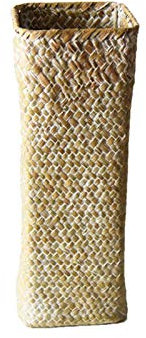 JYCRA Jarrón tejido de bambú, cesta de flores de ratán, jarrón de flores secas, maceta de paja tejida de ratán, cesta de bambú para mesa de comedor, oficina, decoración de boda