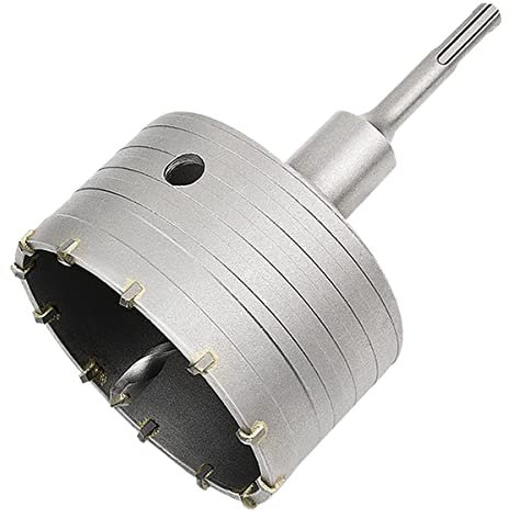 Meccion Fresa a Tazza per Muro Cemento con Adattatore SDS Plus 110mm, Punte di Tungsteno Sega a Foro Cavo per Mattoni, Calcestruzzo, Muro di Pietra di Cemento (110mm+110mm SDS Plus Adattatore)