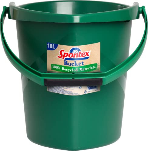 Spontex Eco Green Eimer aus 100% recycelten Materialien, mit Griffmulde am Boden des Eimers, 10L Kapazität, 19800212, Grün