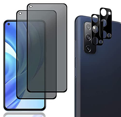 OnlyCase Store Panzerglasfolie für Samsung Galaxy A21S, Sichtschutz Schutzfolie Anti-Spy Privatsphäre Tempered Glas Dunkel Blickschutzfolie Displayschutzfolie mit Kamera Linse (2 +2 STÜCKE)