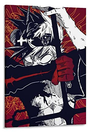 Anime-Poster, Motiv: Schwarzes Kleeblatt, dekoratives Gemälde, Leinwand, Wandkunst, Wohnzimmer, Schlafzimmer, Gemälde, 60 x 90 cm