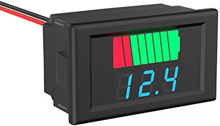 Misuratore della batteria DC, indicatore di tensione della capacità della batteria 2 in 1 12 V, 24 V, 36 V, 48 V, 60 V, tester della batteria digitale a LED, display blu impermeabile