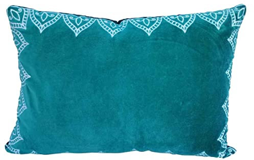 Casa Moro Marokkanisches Samtkissen Luka Farbe Türkis mit Füllung | orientalisches Deko-Kissen Zierkissen Bestickt für Deine Couch Sofa Lieblings-Sessel