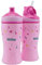 Nuby - 2er Pack auslaufsichere Trinkflaschen - Flip-it Trinkhalmflasche 360ml + Pop-up Trinkflasche Trinklernbecher für Kinder - BPA-FREI - Rosa - Trinkbecher 12+ Monate & 18+ Monate