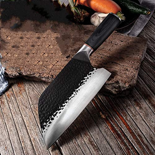 Handgeschmiedete Küchenmesser Chefscheiben Haushaltsküchenmesser Edelstahl Hohe Kohlenstoff Mangan Stahl Hammer Muster Longquan messerset (Color : Hammer Knife)