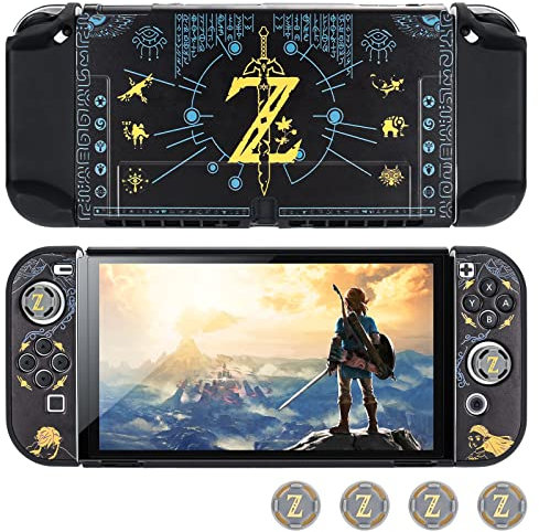 DLseego Custodia protettiva per interruttore OLED Accessori per Switch OLED Console con cover rigida agganciabile e tappi per il pollice, nero