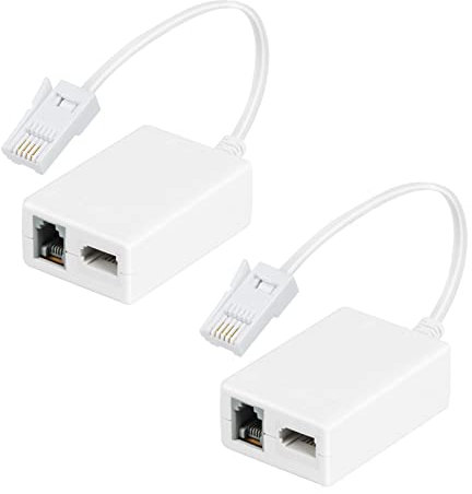 Uvital Microfilter Splitter for Landline, Broadband Modem, BT Plug to BT&ADSL Socket Cable Filter, Phone Line Cable for BT Telephone and RJ11 Device Like Modem