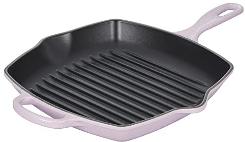Le Creuset Enameled Cast Iron 10.25 Signature Square Skillet Grill, Shallot