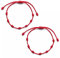 2Pcs Bracciale 7 Nodi e bracciale filo rosso del Destino - Bracciale Kabbalah di corda per Sorte, Amicità e Amuleto - Regolabile - Protezione di Male di Occhio, per Coppia Amore Uomo e Donna