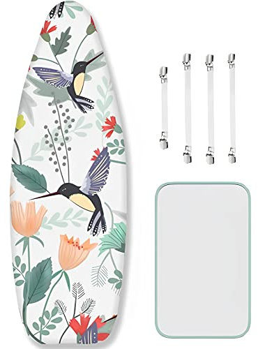 Grande Copriasse da Stiro 160x60cm XXL, 100% Cotone Coulisse di serraggio Copri ASSE da Stiro per Stirare Facile e Veloce, Copertura tavola da Stiro Anti bruciatura, 4 Elastici in Dotazione