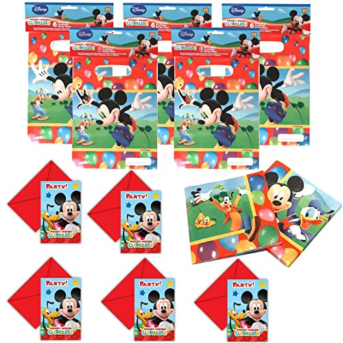 Mickey Mouse Party Time Pack for 30-30 Invites 30 Bags and 40 Napkins