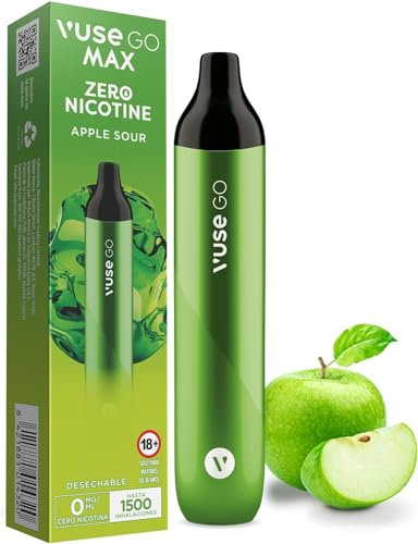 Vuse Go MAX Vaper jetable, 1500 bouffées, sans nicotine, saveur pomme aigre, cigarette électronique jetable de VUSE, la marque mondiale de vapotage n°1. Prêt à l'emploi