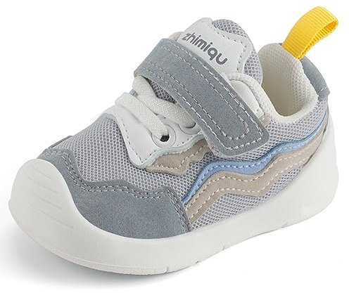 LACOFIA Zapatillas Bebé Zapatos Primeros Pasos Bebé Niño Calzado de Deporte Infantil con Suela Goma Antideslizante Gris 23(CN 21)