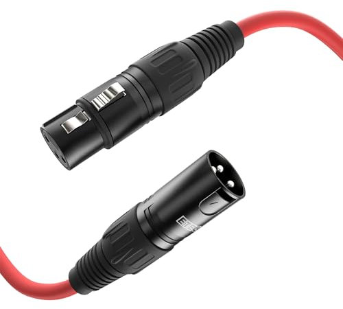 ETEC, cable, cable de micrófono, conector a conector, cable de extensión, rojo, 5,00 m