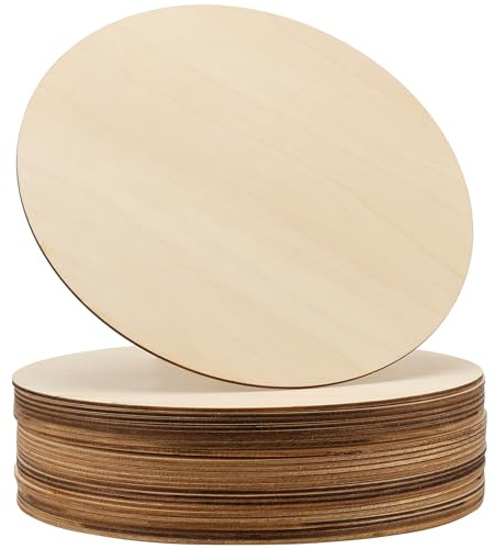 KEILEOHO 25 Stück Holzscheiben Rund 20cm, 2,5 mm Dicke Runde Naturholzscheiben, Unvollendete Holzplatte zum Basteln, für Malerei, Kunsthandwerk, Feste und Partys