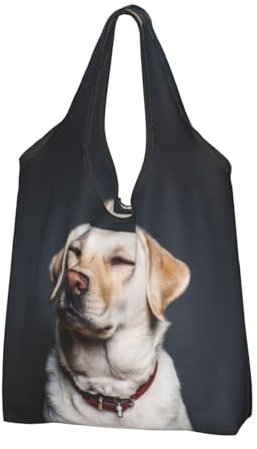 Jmorco Süße Labrador Hund Große Wiederverwendbare Faltbare Damen Einkaufstasche Eco Tote Handtasche Faltbare Shopper Tasche, Niedlicher Labrador Hund, Einheitsgröße