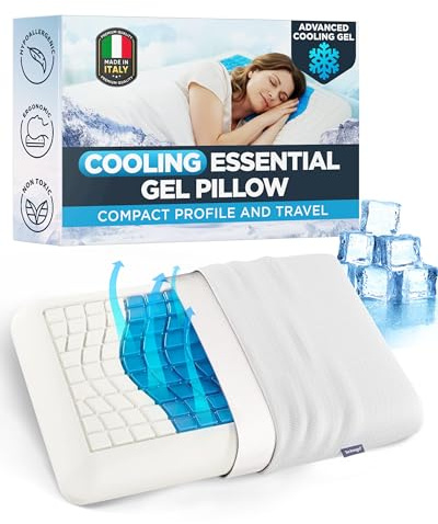 Mittelgroßes Essential Gel-Kissen – 11,4 cm Memory-Schaum mit Kühlgel-Zone zur Wärmereduzierung, kompaktes Profil für alle Schlafpositionen und Reisen, waschbarer Bezug, Druckentlastung und
