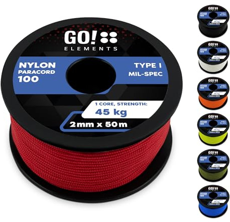 Paracord 100 Typ I | ø 2mm - 3 Kerne - max. 45 kg | 100% Nylonschnur, Seil - reißfest | Allzweckseil, Survival Schnur, Nylonseil, Reepschnur & Maurerschnur