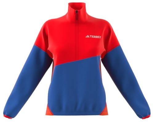 adidas Damen Terrex Multi Climawarm Fleece Anorak, Pure Ruby/semi Cobalt Blue/semi Impact orange, S