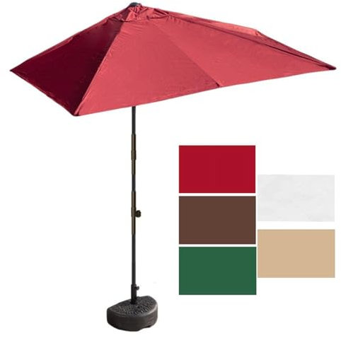 Demi Parasol Balcon Appartement avec Socle Pied, Parasol de Jardin Rectangulaire Réglable en Hauteur, Auvent Polyester Imperméable Rouge, Vert, Marron, Blanc, Kaki ( Couleur : Rouge , Taille : S )