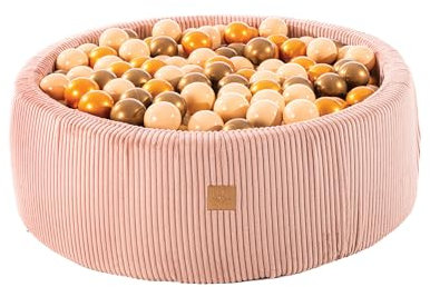 MEOWBABY Bällebad Baby ab 1 Jahr - Bällebad Kinder mit 200 Bällen, Schaumstoff Ballgrube mit Bällen für Babys und Kinder, Cord, Rosa