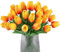 Belugsin 15 Stück Künstliche Tulpen Tulpen-Kunstblumen mit Realistischem Touch Fake Tulpen Künstliche Blumen Realistische Latex-Tulpe für Hochzeitssträuße, Haus, Party, Büro (Sonnenuntergang Rot)
