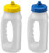 Twizzle & Twig Running Water Bottle Handheld 500ml Leakproof Spout Light Weight BPA Free Easy Grip Ideal for Runners Jogging Sports Gym Training 2 Pack (Yellow & Blue)