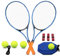 ZHUOKECE Racchette da tennis per adulti, 2 giocatori per adulti principianti e professionisti con 4 palline da tennis, 3 sovrastampe, 1 borsa da tennis (blu scuro)