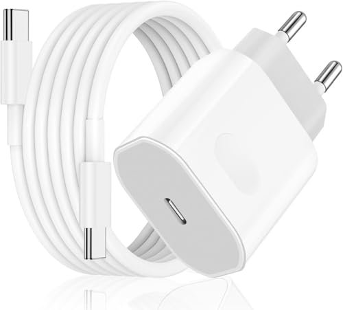 40W Chargeur Rapide pour iPhone 16/16 Pro/16 Pro Max/16 Plus/15/15 Pro/15 Pro Max/15 Plus/iPad Pro/iPad Air, Prise Adaptateur Secteur USB C et Câble 2M