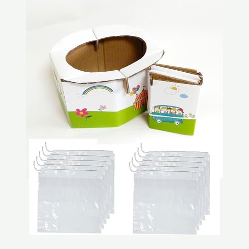 GERUI Pot de voyage portable pliable pour enfant avec sac de rechange à 10 cordes (en polyéthylène), toilettes de voyage d'urgence pour enfants, excursions, embouteillage, voyage, voiture, camping,