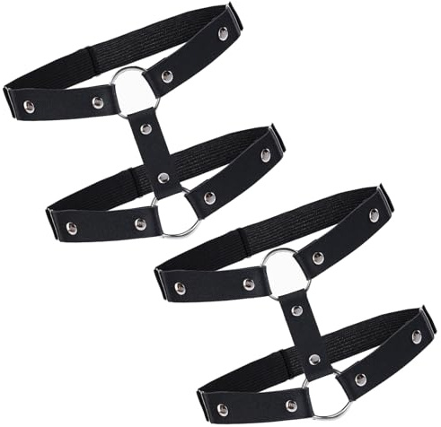 2Pcs Garter with Anti-Slip Clips, Adjustable Gothic Garter Belt Halloween | Punk, Goth, Shaped Leg Garter Harness with Clips, for Thigh-high Socks