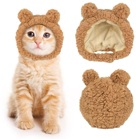 Chapeau pour Chat, Bonnet pour Chat d'hiver Casquette Chien Mignon pour Petit Chat Chien, Accessoire de Costume (Marron)