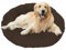 Beruhigendes rundes Hundebett mit Plüschkissen für große, mittelgroße und kleine Hunde, waschbar, selbstwärmend, rutschfeste Unterseite, 130 cm, Braun