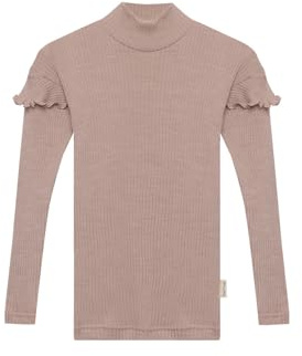 DILLING Kinder Langarmshirt Bio-Merinowolle Stehkragen Rüschen Baselayer Unterwäsche atmungsaktiv